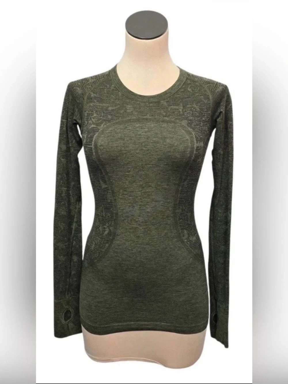 Lululemon Swiftly Tech Long Sleeve Shirt Womens Size 4 Brave Olive/Black Running